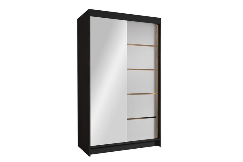 Narbonne Garderobe med Speil 100x200 cm - Hvit/Svart - Oppbevaring - Klesoppbevaring - Garderober & garderobesystem