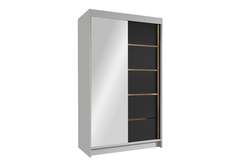 Narbonne Garderobe med Speil 100x200 cm - Svart/Hvit - Oppbevaring - Klesoppbevaring - Garderober & garderobesystem