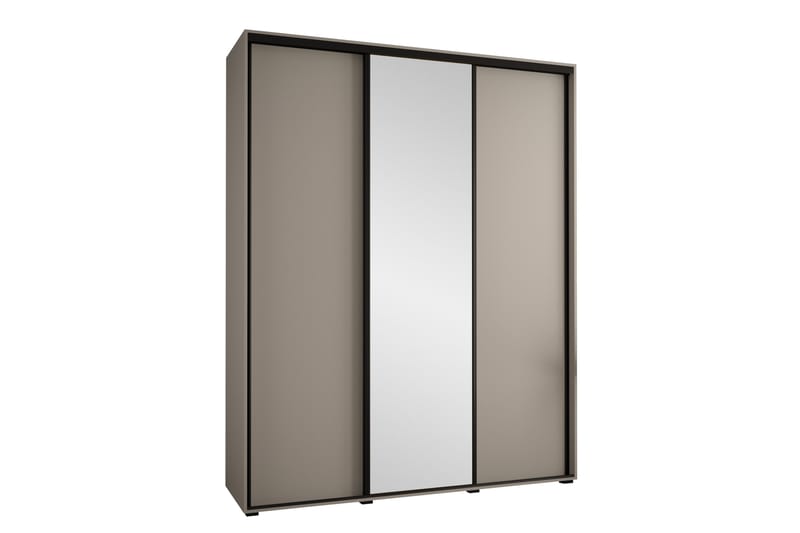 Norrebon Garderobe med Speil 200x235 cm - Beige - Oppbevaring - Klesoppbevaring - Garderober & garderobesystem