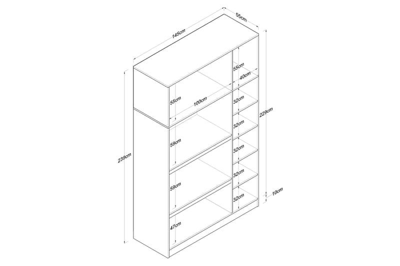 Ostin Garderobe 6 Skap 55x145 cm - Hvit - Oppbevaring - Klesoppbevaring - Garderober & garderobesystem