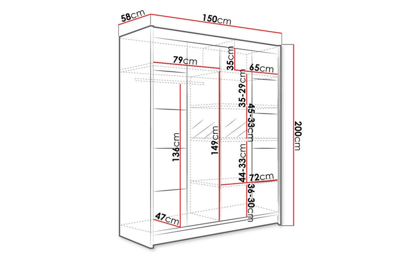 Pickering Garderobe med Speil 150x200 cm - Beige - Oppbevaring - Klesoppbevaring - Garderober & garderobesystem