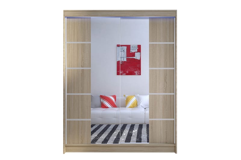 Pickering Garderobe med Speil 150x200 cm - Beige - Oppbevaring - Klesoppbevaring - Garderober & garderobesystem