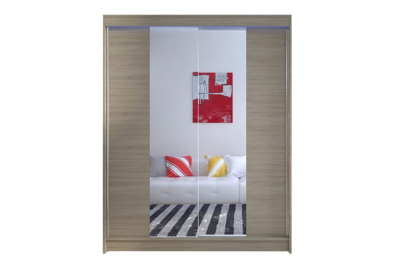 Pickering Garderobe med Speil 150x200 cm - Beige - Oppbevaring - Klesoppbevaring - Garderober & garderobesystem