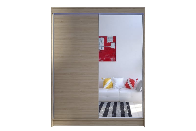 Pickering Garderobe med Speil 150x200 cm - Beige - Oppbevaring - Klesoppbevaring - Garderober & garderobesystem