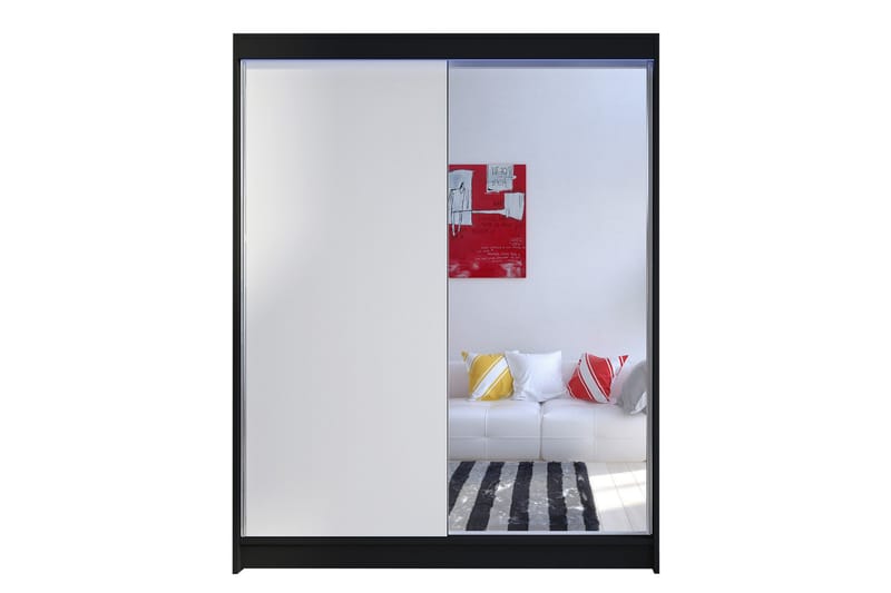 Pickering Garderobe med Speil 150x200 cm - Hvit/Svart - Oppbevaring - Klesoppbevaring - Garderober & garderobesystem