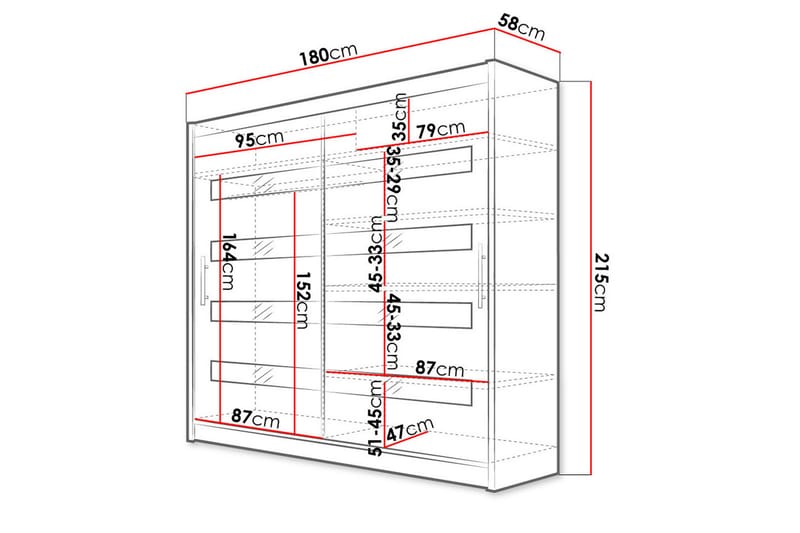 Prag Garderobe 180x215 cm - Hvit - Oppbevaring - Klesoppbevaring - Garderober & garderobesystem