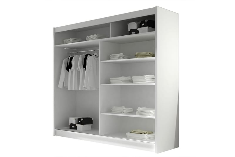 Prag Garderobe med Speil 180x215 cm - Hvit - Oppbevaring - Klesoppbevaring - Garderober & garderobesystem