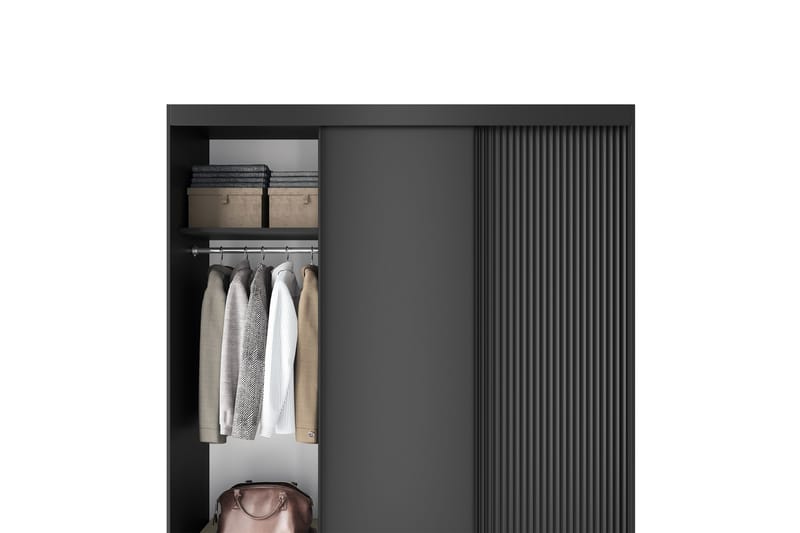 Prescco Garderobe 120x220 cm - Svart - Oppbevaring - Klesoppbevaring - Garderober & garderobesystem