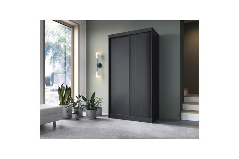 Prescco Garderobe 120x220 cm - Svart - Oppbevaring - Klesoppbevaring - Garderober & garderobesystem