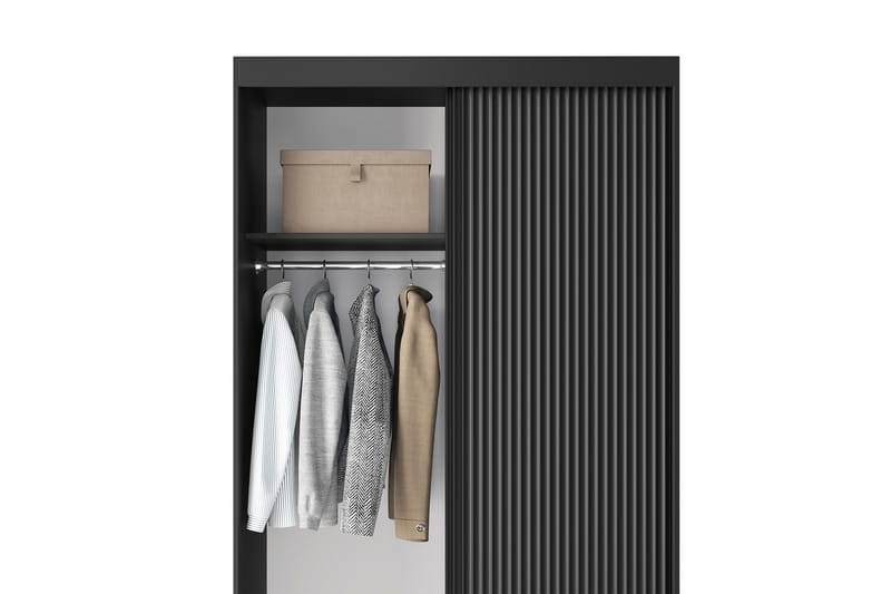 Prescco Garderobe 120x220 cm - Svart - Oppbevaring - Klesoppbevaring - Garderober & garderobesystem