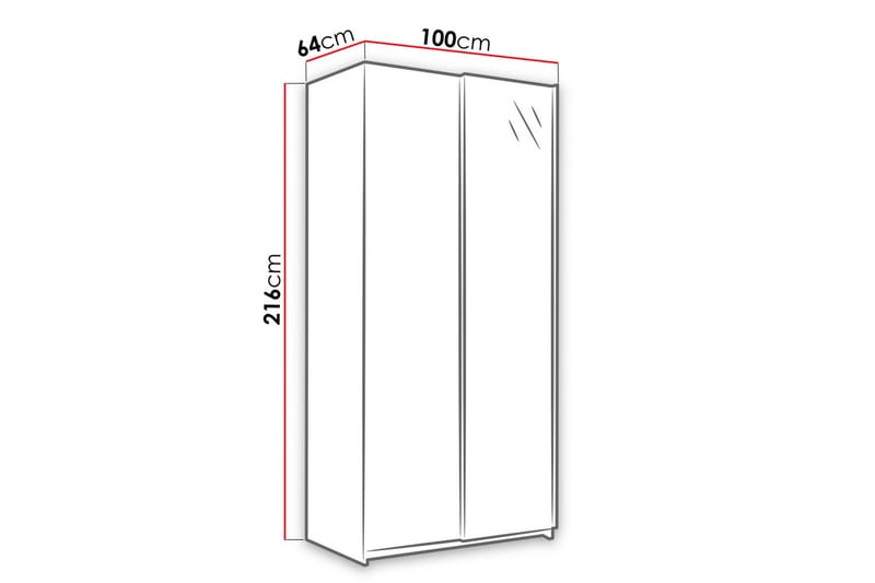 Rick Garderobe 100x64x216 cm - Oppbevaring - Klesoppbevaring - Garderober & garderobesystem