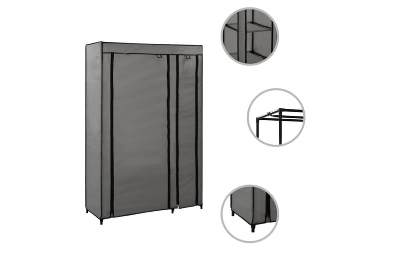 Sammenleggbar garderobe grå 110x45x175 cm stoff - Oppbevaring - Klesoppbevaring - Garderober & garderobesystem