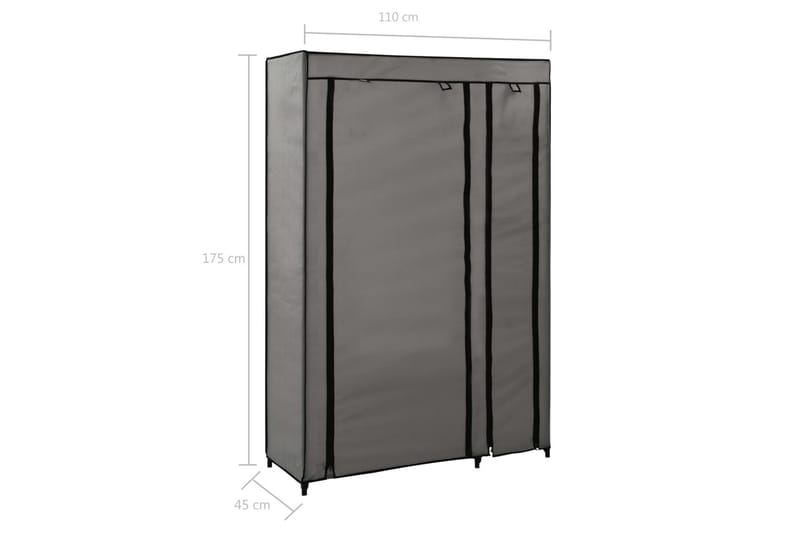 Sammenleggbar garderobe grå 110x45x175 cm stoff - Oppbevaring - Klesoppbevaring - Garderober & garderobesystem