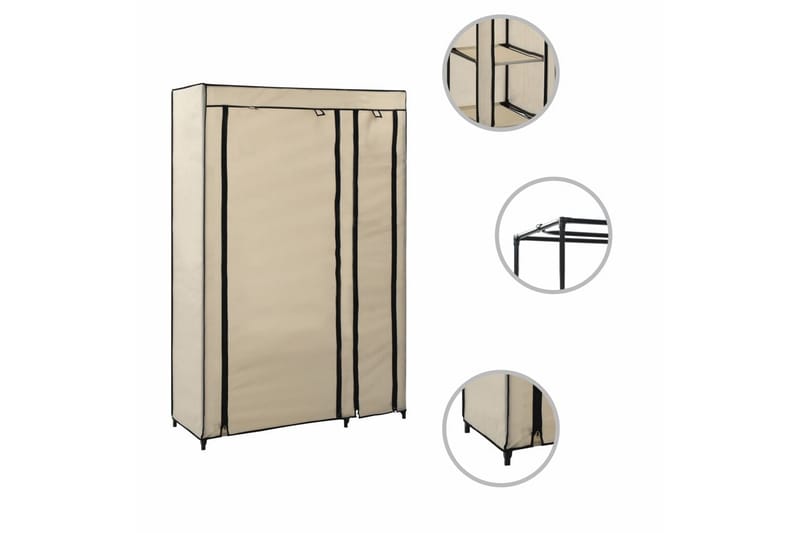 Sammenleggbar garderobe kremfarget 110x45x175 cm stoff - Oppbevaring - Klesoppbevaring - Garderober & garderobesystem