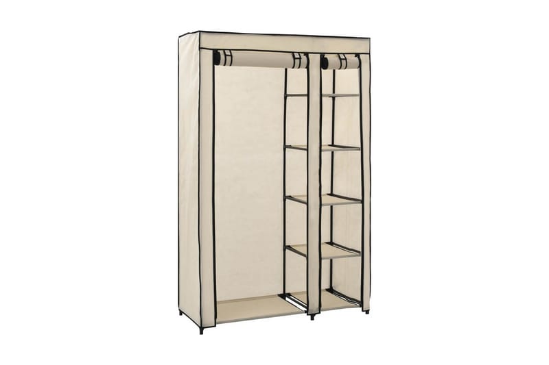 Sammenleggbar garderobe kremfarget 110x45x175 cm stoff - Oppbevaring - Klesoppbevaring - Garderober & garderobesystem