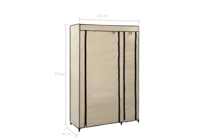 Sammenleggbare garderober 2stk kremfarget 110x45x175cm stoff - Oppbevaring - Klesoppbevaring - Garderober & garderobesystem