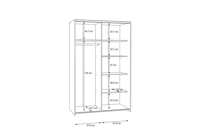 Shipts Garderobe 62x120 cm - Hvit - Oppbevaring - Klesoppbevaring - Garderober & garderobesystem