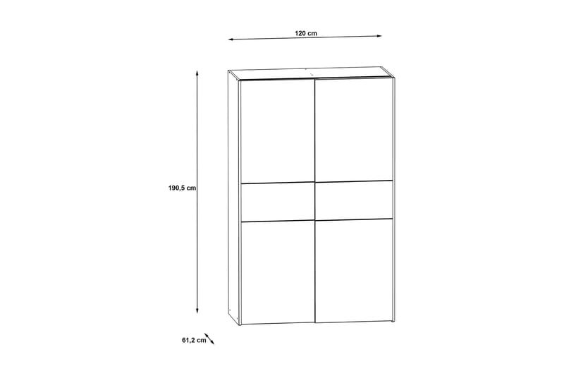 Shipts Garderobe 62x120 cm - Hvit/Brun - Oppbevaring - Klesoppbevaring - Garderober & garderobesystem