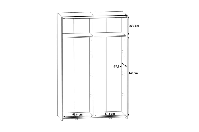 Shipts Garderobe 62x120 cm - Hvit/Brun - Oppbevaring - Klesoppbevaring - Garderober & garderobesystem