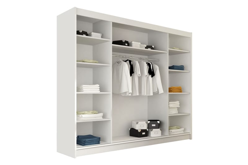 Sia Garderobe med Speil 250x215 cm - Beige - Oppbevaring - Klesoppbevaring - Garderober & garderobesystem