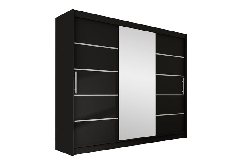 Sia Garderobe med Speil 250x215 cm - Svart - Oppbevaring - Klesoppbevaring - Garderober & garderobesystem