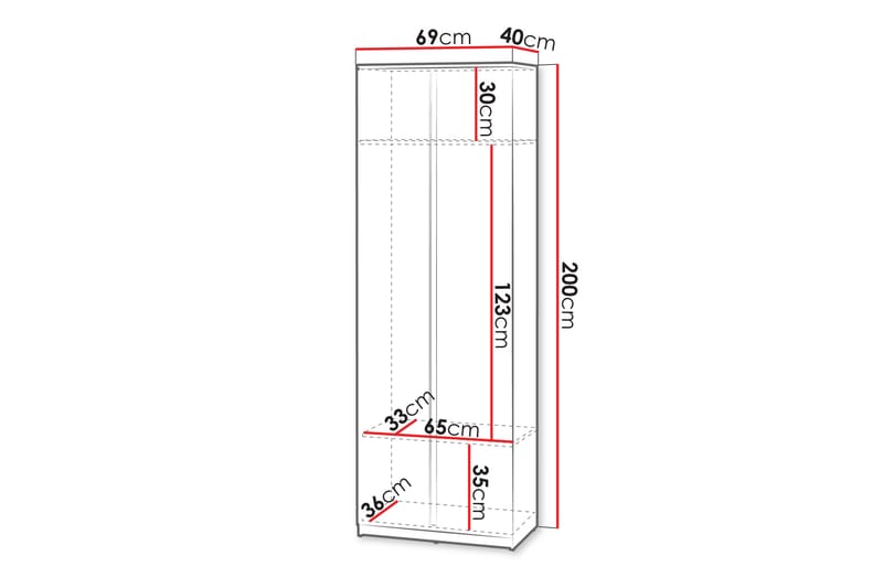 Simply Garderobe 69 cm - Grå - Oppbevaring - Klesoppbevaring - Garderober & garderobesystem