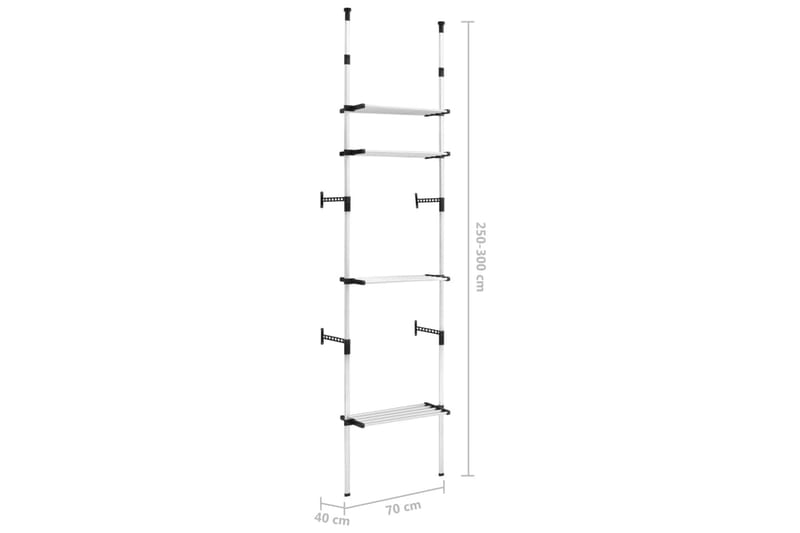 Teleskopisk garderobesystem med hyller aluminium - Oppbevaring - Klesoppbevaring - Garderober & garderobesystem