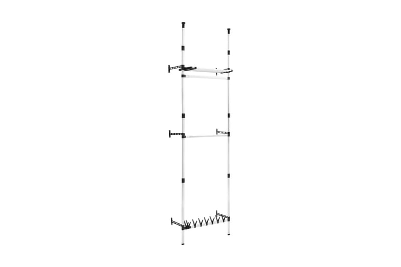 Teleskopisk garderobesystem med stenger & hylle aluminium - Oppbevaring - Klesoppbevaring - Garderober & garderobesystem