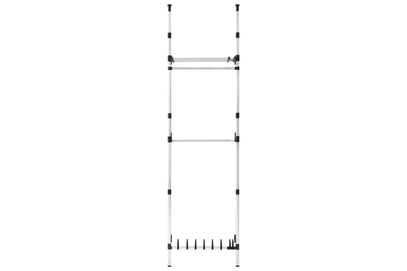 Teleskopisk garderobesystem med stenger & hylle aluminium - Oppbevaring - Klesoppbevaring - Garderober & garderobesystem