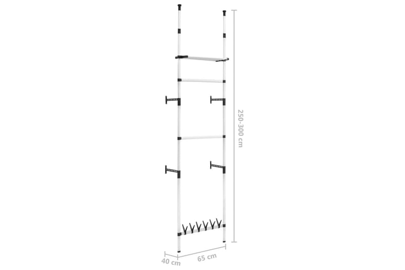 Teleskopisk garderobesystem med stenger & hylle aluminium - Oppbevaring - Klesoppbevaring - Garderober & garderobesystem