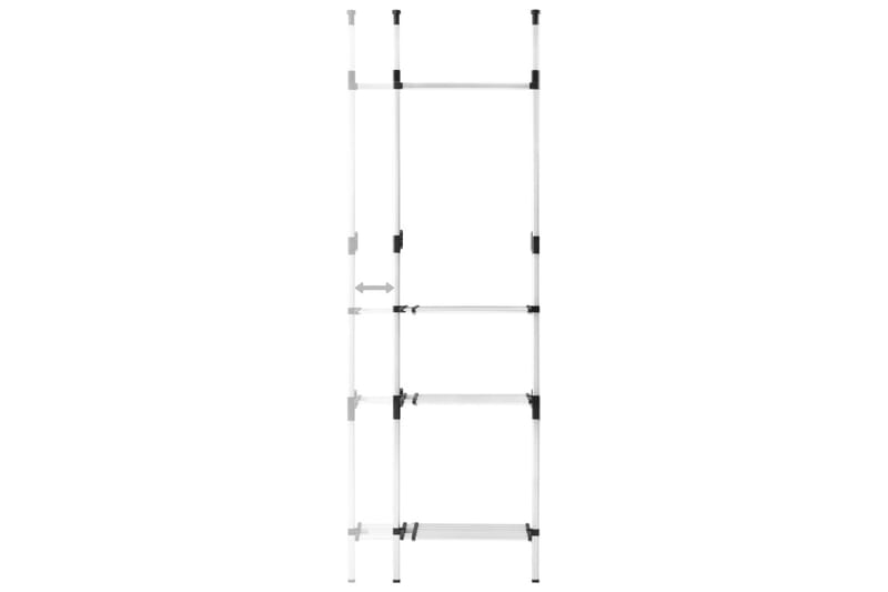 Teleskopisk garderobesystem med stenger & hylle aluminium - Oppbevaring - Klesoppbevaring - Garderober & garderobesystem