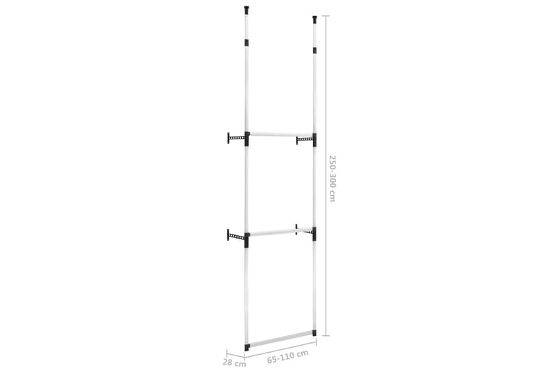 Teleskopisk garderobesystem med stenger aluminium - Oppbevaring - Klesoppbevaring - Garderober & garderobesystem