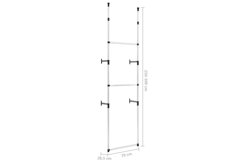 Teleskopisk garderobesystem med stenger aluminium - Oppbevaring - Klesoppbevaring - Garderober & garderobesystem