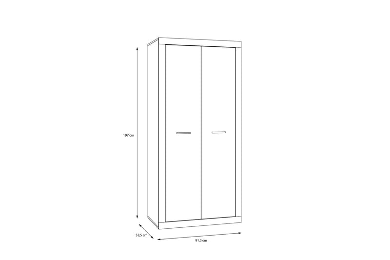 Tolovgrad Garderobe 54x92 cm - Grå/Hvit - Oppbevaring - Klesoppbevaring - Garderober & garderobesystem