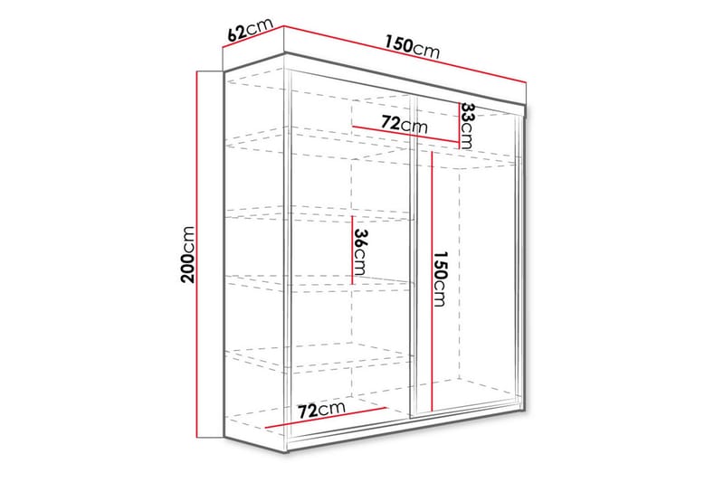 Top Garderobe 62x150 cm - Oppbevaring - Klesoppbevaring - Garderober & garderobesystem