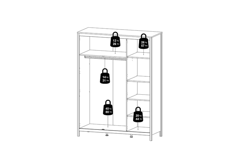 Vallvidera Garderobe 58x150 cm - Hvit - Oppbevaring - Klesoppbevaring - Garderober & garderobesystem