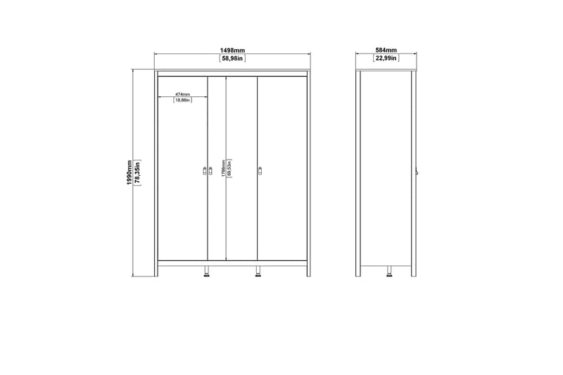 Vallvidera Garderobe 58x150 cm - Hvit - Oppbevaring - Klesoppbevaring - Garderober & garderobesystem