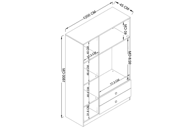 Yaman Garderobe 120x181 cm - Grå - Oppbevaring - Klesoppbevaring - Garderober & garderobesystem