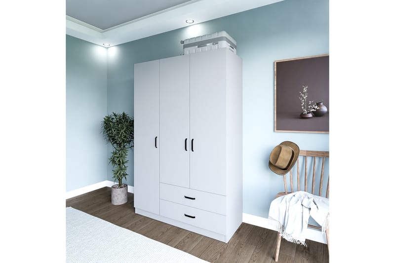 Yaman Garderobe 120x181 cm - Matt hvit - Oppbevaring - Klesoppbevaring - Garderober & garderobesystem