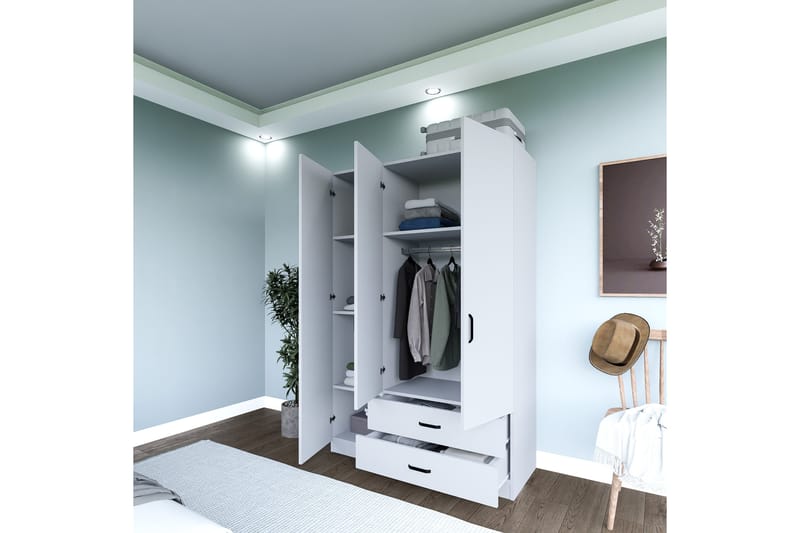 Yaman Garderobe 120x181 cm - Matt hvit - Oppbevaring - Klesoppbevaring - Garderober & garderobesystem