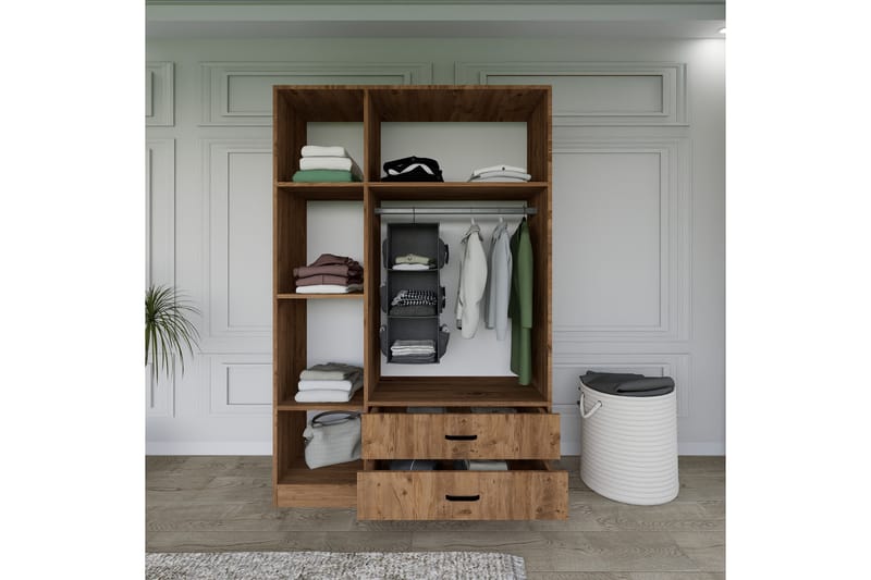 Yaman Garderobe 120x181 cm - Valnøtt - Oppbevaring - Klesoppbevaring - Garderober & garderobesystem