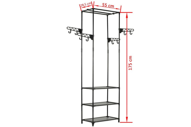 Klesstativ stål og ikke-vevd stoff 55x28,5x175 cm svart - Oppbevaring - Klesoppbevaring - Stumtjener - Henge knagg