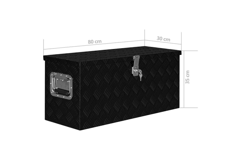 Aluminiumskasse 80x30x35 cm svart - Oppbevaring - Oppbevaring til småting - Oppbevaringsbokser - Kasser