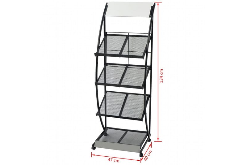 Magasinhylle 47x40x134 cm svart og hvit A4 - Svart/Hvit - Oppbevaring - Oppbevaring til småting - Oppbevaringsstativ - Avisholdere