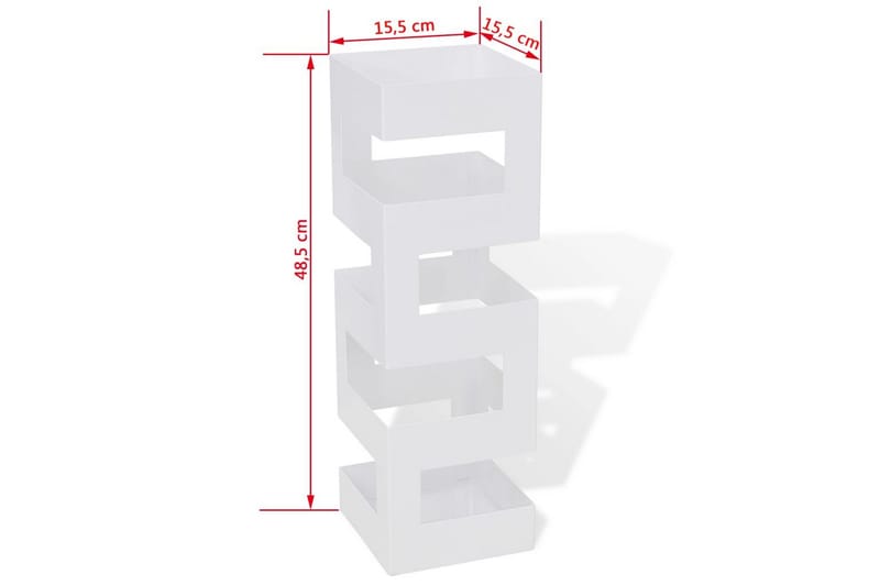 Hvit kvadratisk Paraplyholder Stokk i stål 48,5 cm - Oppbevaring - Oppbevaring til småting - Oppbevaringsstativ - Paraplystativ