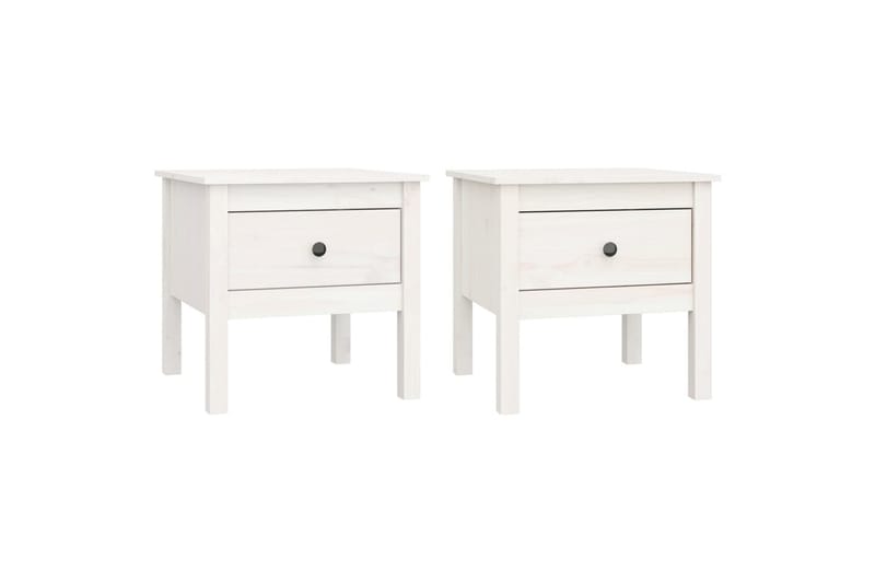 beBasic Sidebord 2 stk hvit 50x50x49 cm heltre furu - Hvit - Oppbevaring - Oppbevaringsmøbler - Sideboard & skjenker