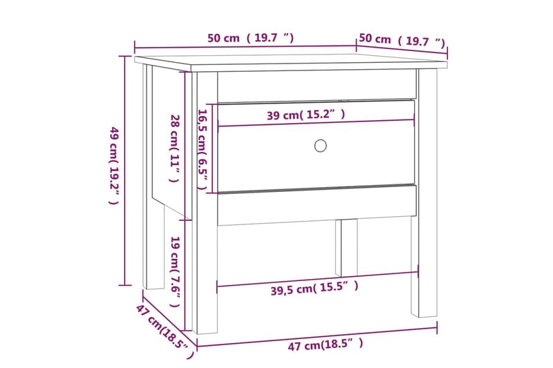 beBasic Sidebord 50x50x49 cm heltre furu - Brun - Oppbevaring - Oppbevaringsmøbler - Sideboard & skjenker