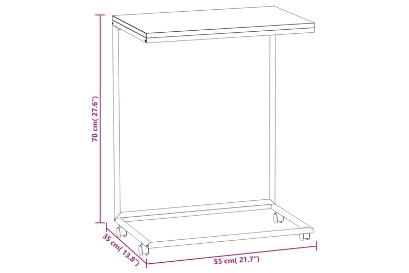 beBasic Sidebord med hjul hvit 55x35x70 cm konstruert tre - Hvit - Oppbevaring - Oppbevaringsmøbler - Sideboard & skjenker