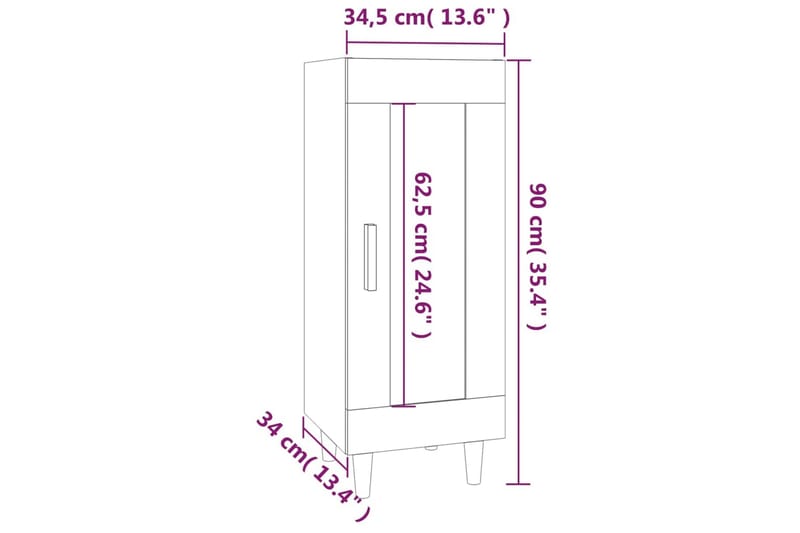 beBasic Skjenk brun eik 34,5x34x90 cm konstruert tre - Brun - Oppbevaring - Oppbevaringsmøbler - Sideboard & skjenker