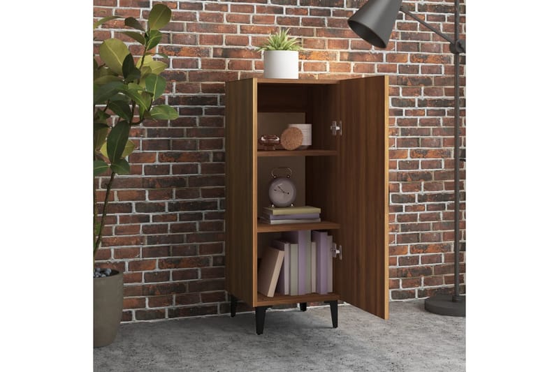 beBasic Skjenk brun eik 34,5x34x90 cm konstruert tre - Brun - Oppbevaring - Oppbevaringsmøbler - Sideboard & skjenker